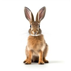 Obraz premium Baby Hare isolated on white (generative AI)