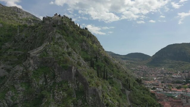 Kotor. Old city. Montenegro. Aerial view. Ancient cities and the coast of Montenegro. Bay of Kotor.