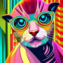 AI Generated Psychedelic Cat Art Collection 016, Cat Lover Art, Print, Style, Room Décor, Futuristic, Trippy Colorful Art, Trippy Art, Psychedelic 
