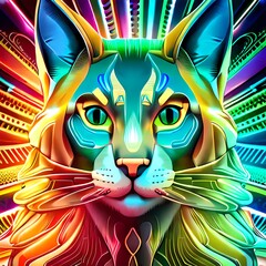 AI Generated Psychedelic Cat Art Collection 007, Cat Lover Art, Print, Style, Room Décor, Futuristic, Trippy Colorful Art, Trippy Art, Psychedelic 
