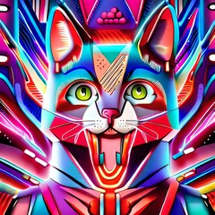 AI Generated Psychedelic Cat Art Collection 006, Cat Lover Art, Print, Style, Room Décor, Futuristic, Trippy Colorful Art, Trippy Art, Psychedelic 
