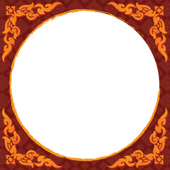 Line thai pattern frame, golden corner on red velvet color background