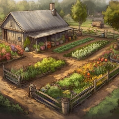 country house in the countryside - Generated by Artificial Intelligence