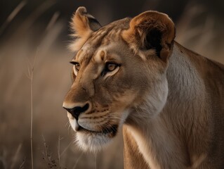 Obraz na płótnie Canvas Stunning Lion Portrait, Majesty of Nature AI Generated Generative AI