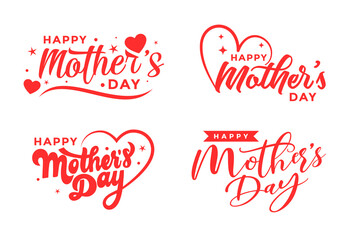 Fototapeta na wymiar Happy Mothers Day lettering set. Handmade calligraphy vector illustration. Mother's day card with heart