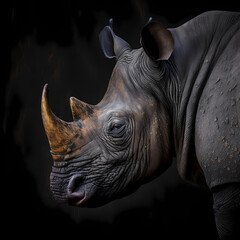 Rhino Closeup Head. Generative AI