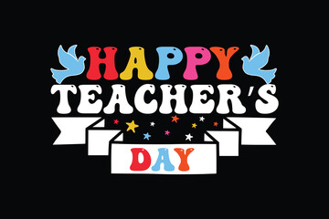 Best teacher wavy groovy t shirt design