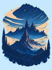 Vilage in Dolomites. AI generated illustration