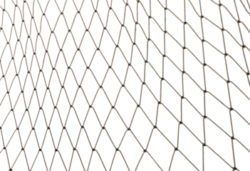 Football or tennis net. Rope mesh on a white background close-up