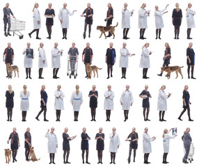 Obraz premium collage of a woman in full growth displaying many professions