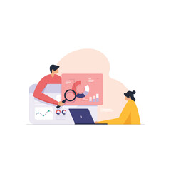 Marketing Research and Business data statistics, SEO analyst with magnifying glass, growth chart data