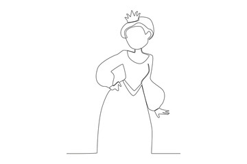 A queen posing for her coronation day. Queen one-line drawing