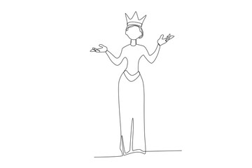 A queen at the coronation ceremony. Queen one-line drawing