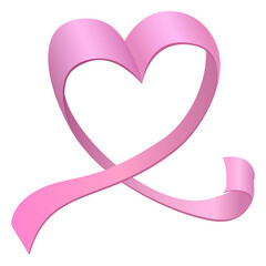 Decorative element from a pink ribbon in the form of a heart