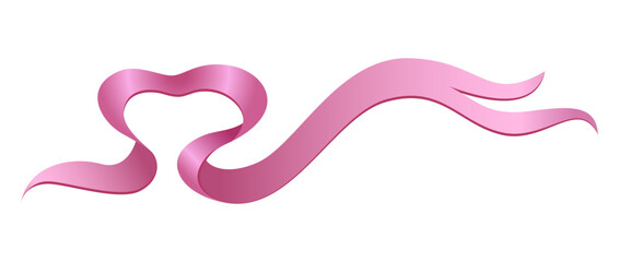 Decorative element from a pink ribbon in the form of a heart