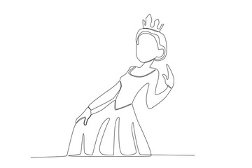 Side view of a beautiful queen. Queen one-line drawing