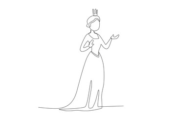 A queen addressing the people. Queen one-line drawing