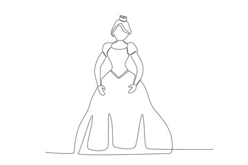 A queen greets the coronation day. Queen one-line drawing