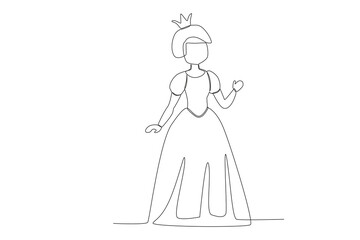 A queen waving to the people. Queen one-line drawing