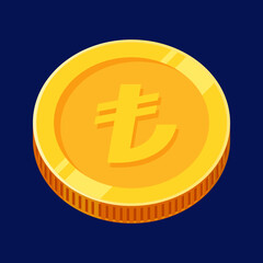 Lira Turkey Gold Coin TRY Turkish Money Vector