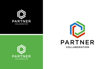 abstract geometric letter p logo, partner vector logo identity