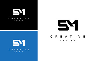 modern letter SM logo design vector