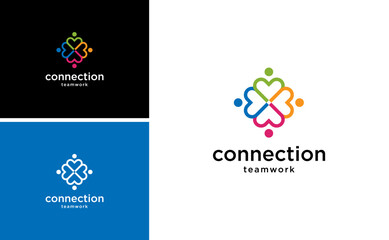 connection people team work logo design vector