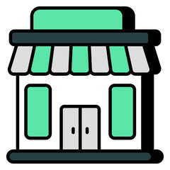 A flat design icon of shop