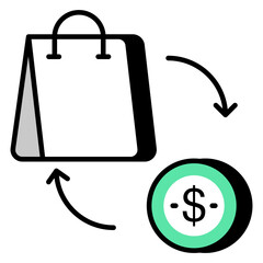 Conceptual flat design icon of cash on delivery