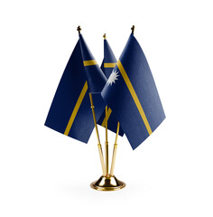 Small national flags of the Nauru on a white background