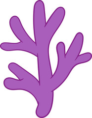 Coral and seaweed cute cartoon style