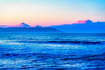 sunset over the sea, ocean, at sunrise, sunset