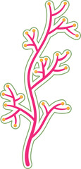 Coral and seaweed cute cartoon style