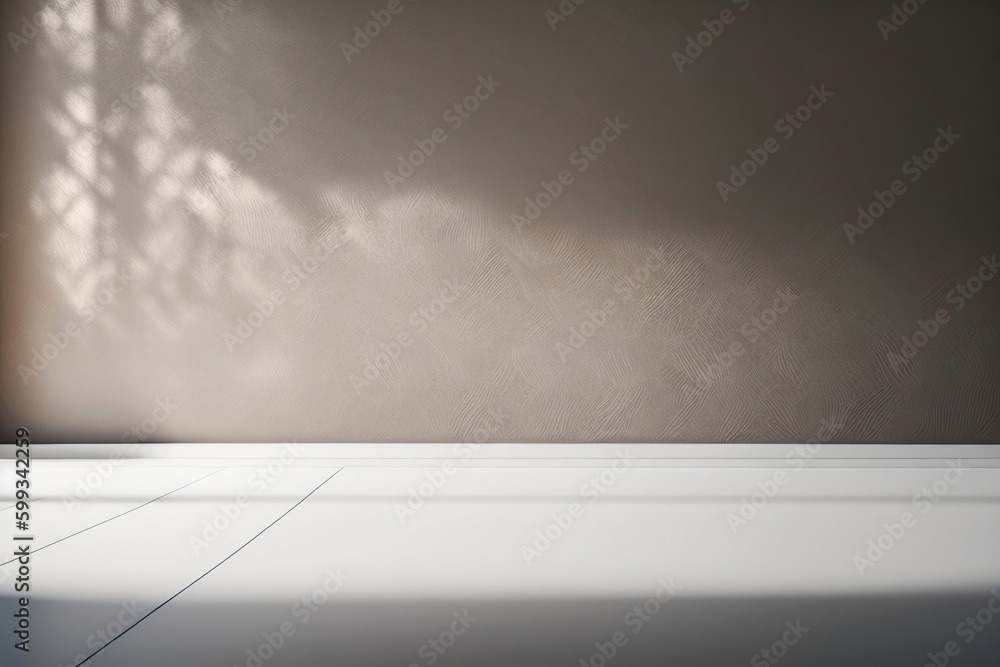 Aufkleber A light gray wall with a smooth floor and a beautiful openwork shadow. Minimalistic background for presentation.
