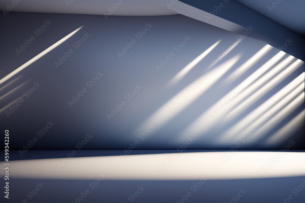 Poster an abstract universal background for a presentation with a blue wall and beautiful highlights of lig