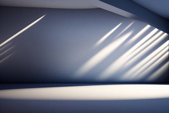 An abstract universal background for a presentation with a blue wall and beautiful highlights of light and shadow.