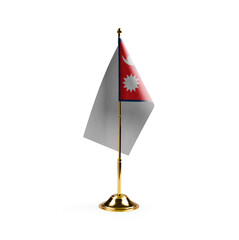 Small national flag of the Nepal on a white background