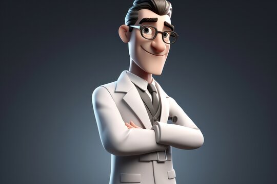3D Cartoon Doctor Character with Friendly Gesture and Professional Attire