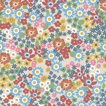 Cute pattern in small flower. Small colorful flowers. yellow background. Ditsy floral on spring. The elegant the template for fashion prints. © belleza