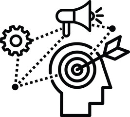 Marketing concept, target group, ambitious mindset, aspirations, hit target, neuroscience and psychology icon