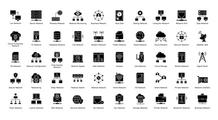 Fototapeta na wymiar Network Glyph Icons Consulting Networking Connection Glyph Icons in Black