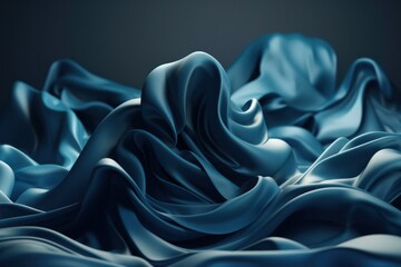 3D Fashion Backdrop with Dynamic Blue Ribbons and Intricate Cloth