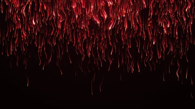 Red abstract wiggly line particles.