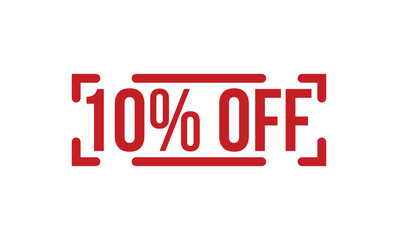 10% off red rubber stamp on white background. 10% off Rubber Stamp.