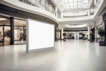 White Mockup Billboard in a High-Traffic Retail Environment
