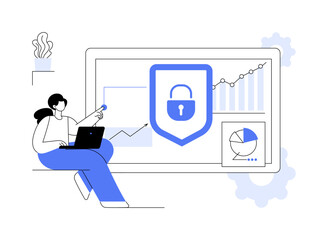Cyber security risk management abstract concept vector illustration.