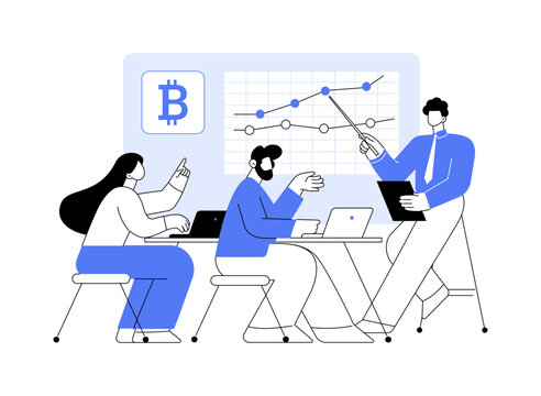 Cryptocurrency trading courses abstract concept vector illustration.