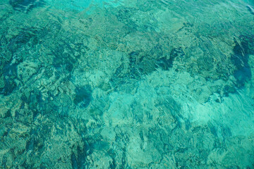 seamless turquoise background of sea water for copy space in summer