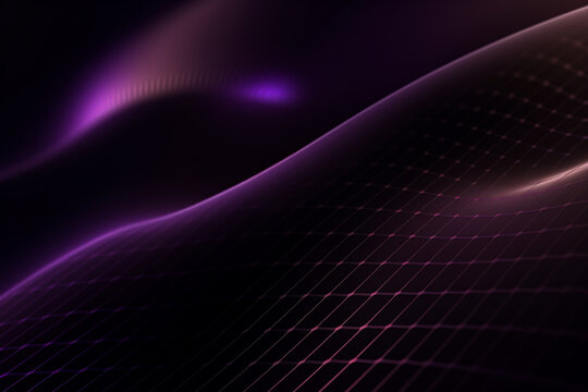 Flowing high tech visualization. Purple lighting abstract background. Corporate branding pattern.