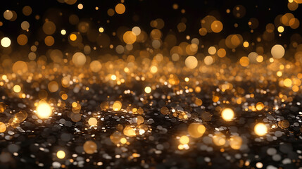 bokeh gold lights against a black background